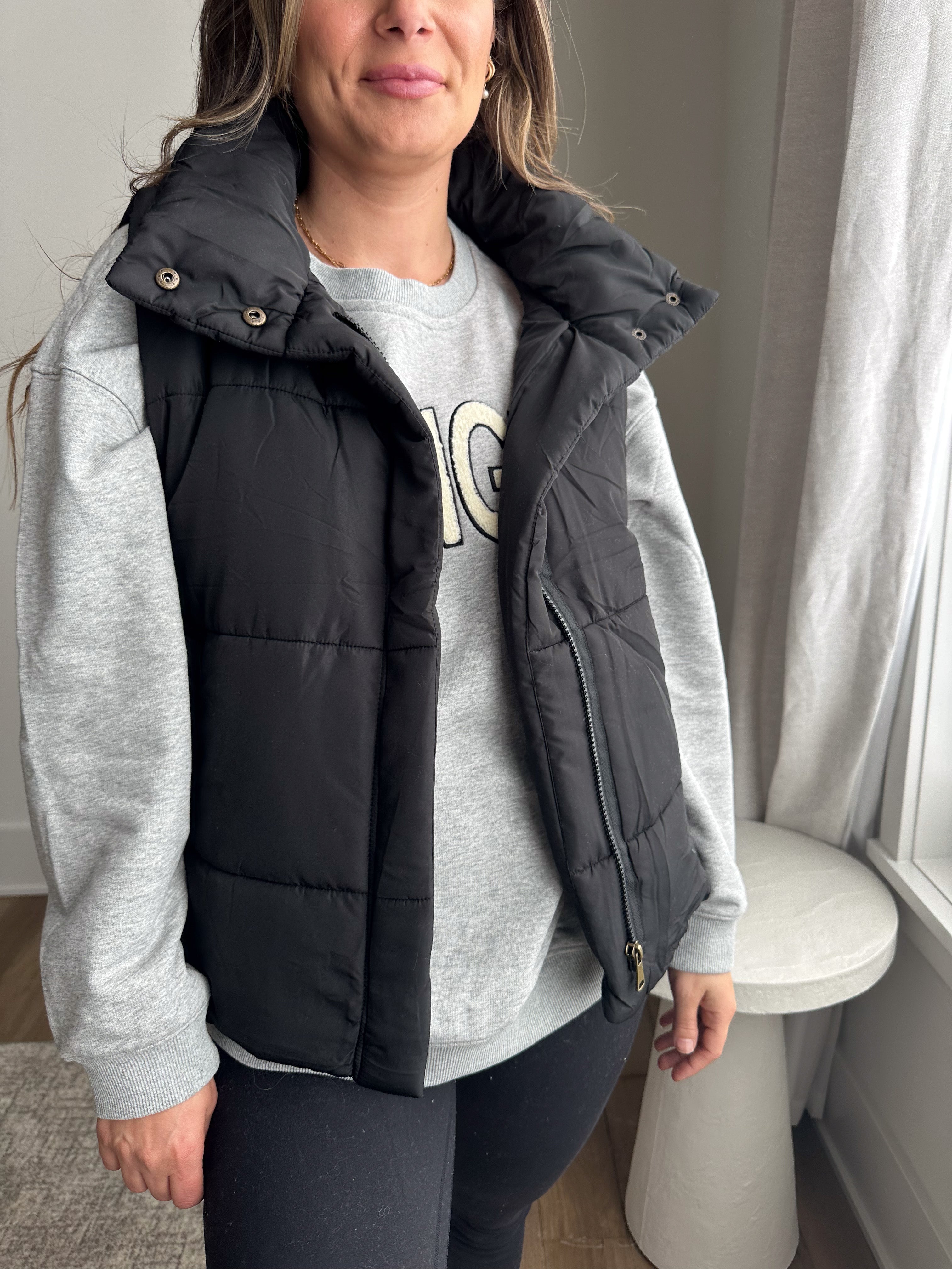 Black Oversized Puffer Vest