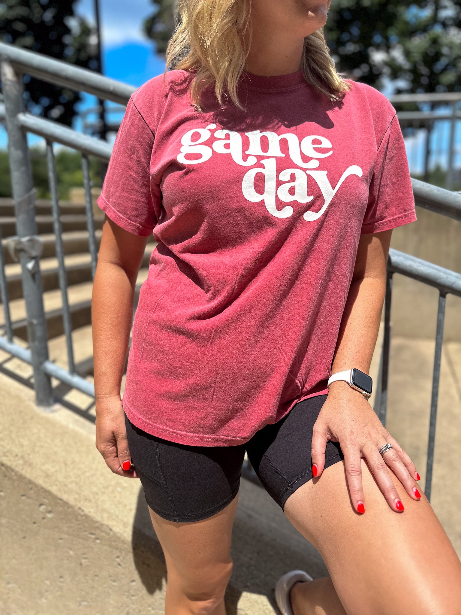 Game Day Washed Red Puff T-shirt