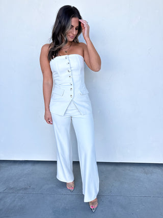 Natural High-Waisted Tailored Trouser