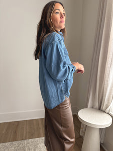 Washed Denim Button-Down Shirt