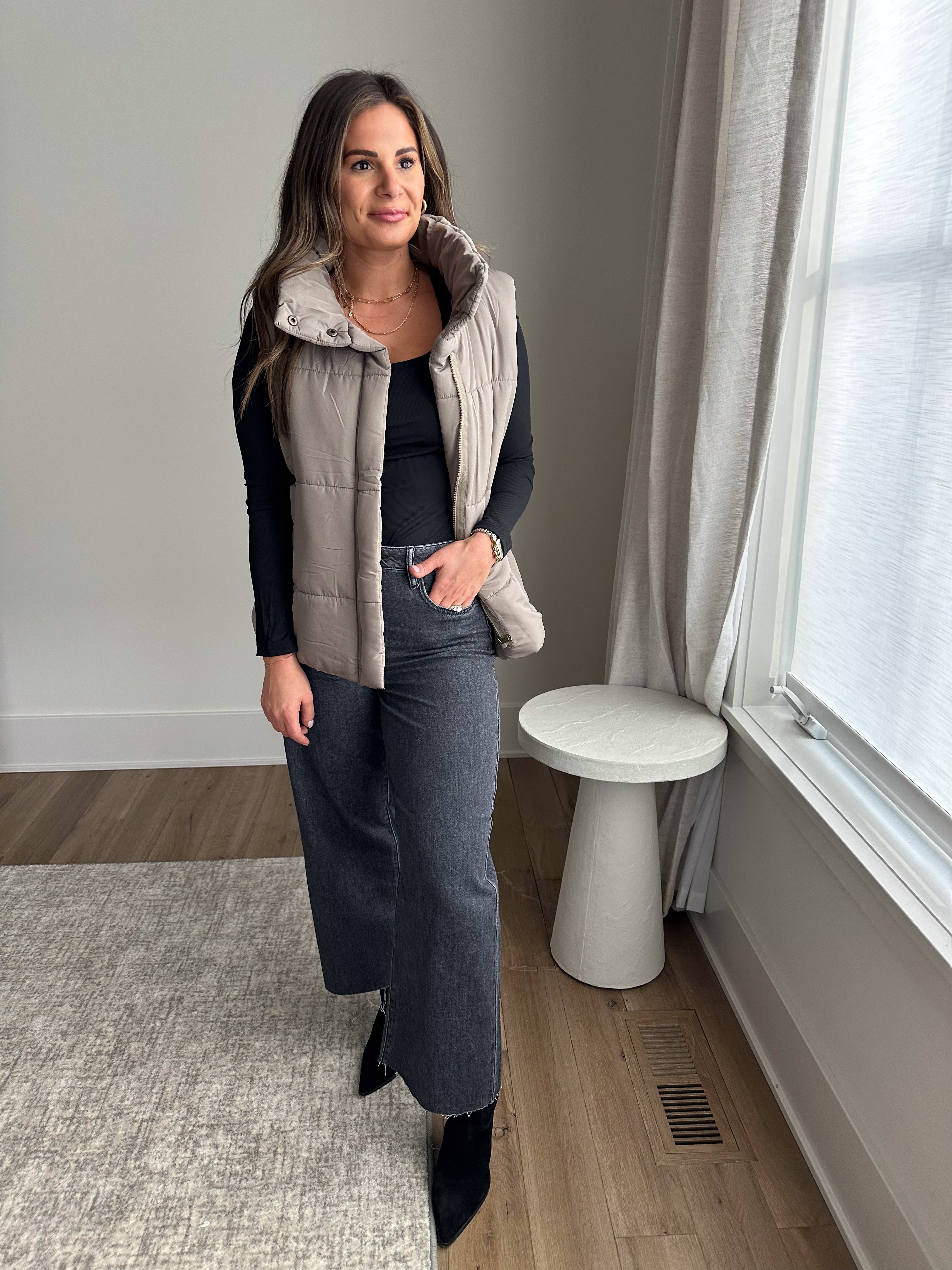 Muted Sage Oversized Puffer Vest