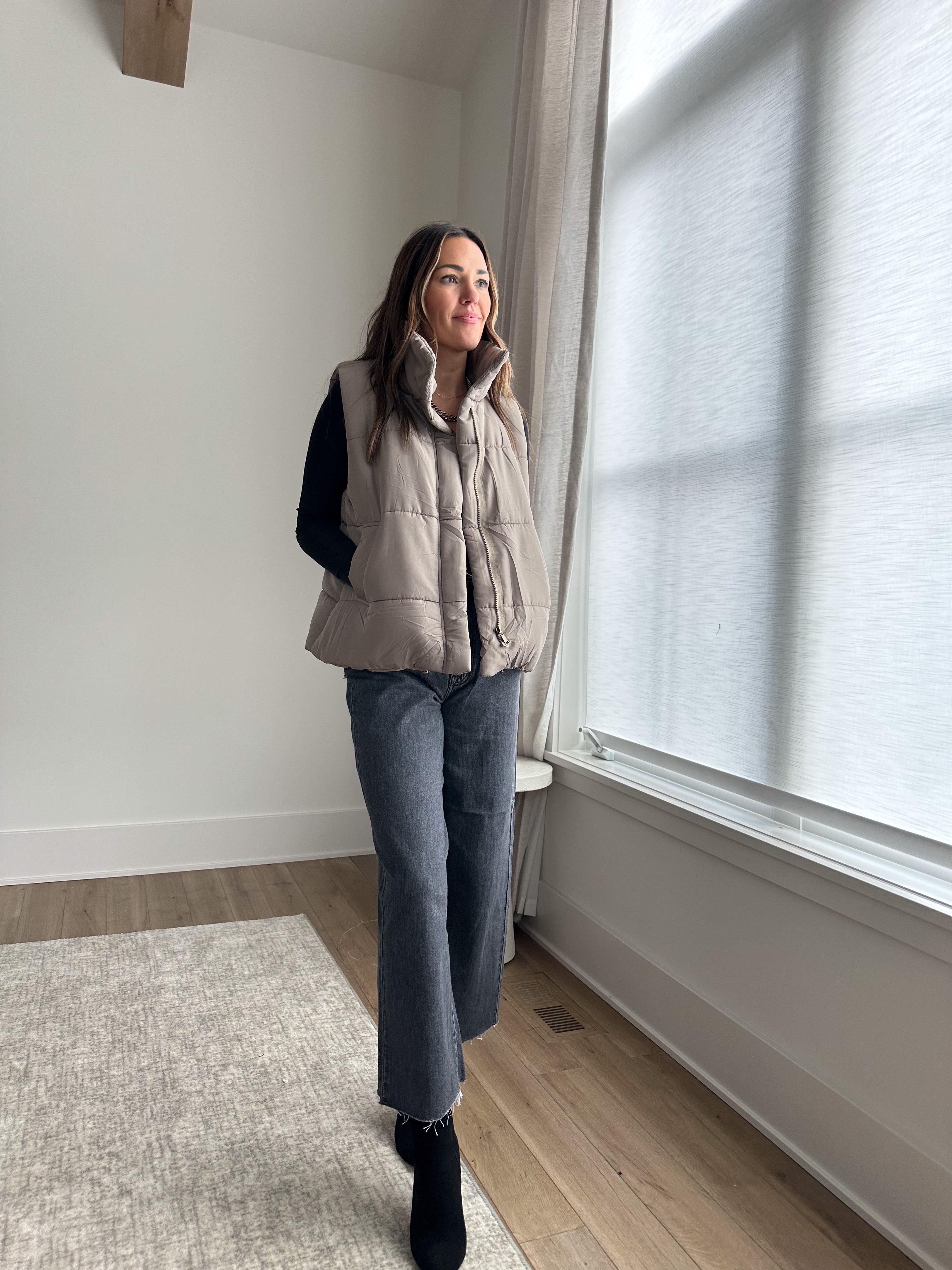 Muted Sage Oversized Puffer Vest