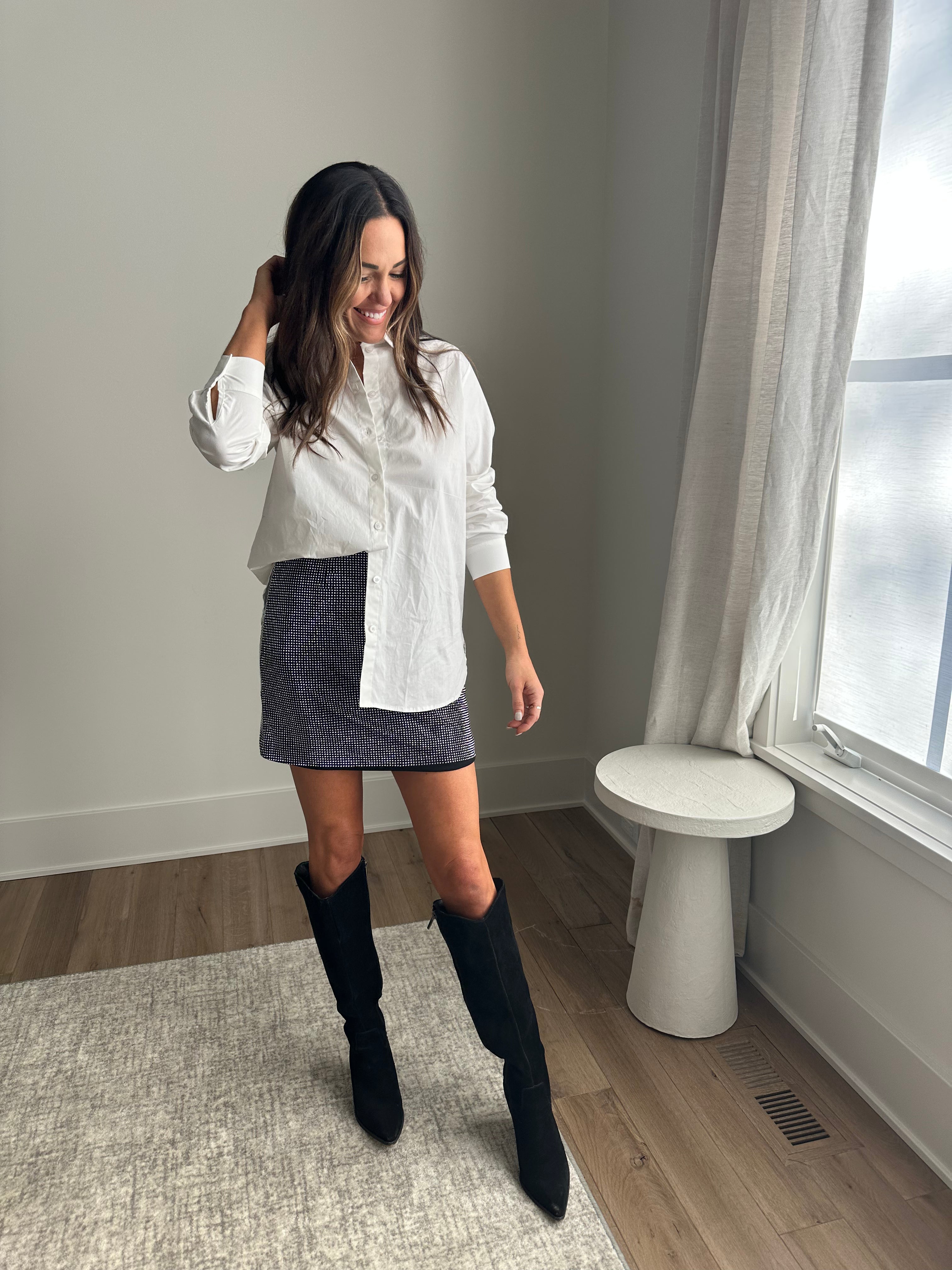 Black High-Waisted Studded Skirt