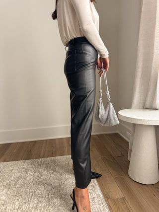 Black Faux Leather High-Waisted Pant