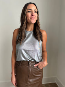 Silver Metallic Racerback Tank