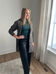 Green Sculpting Mock Neck Long Sleeve Top