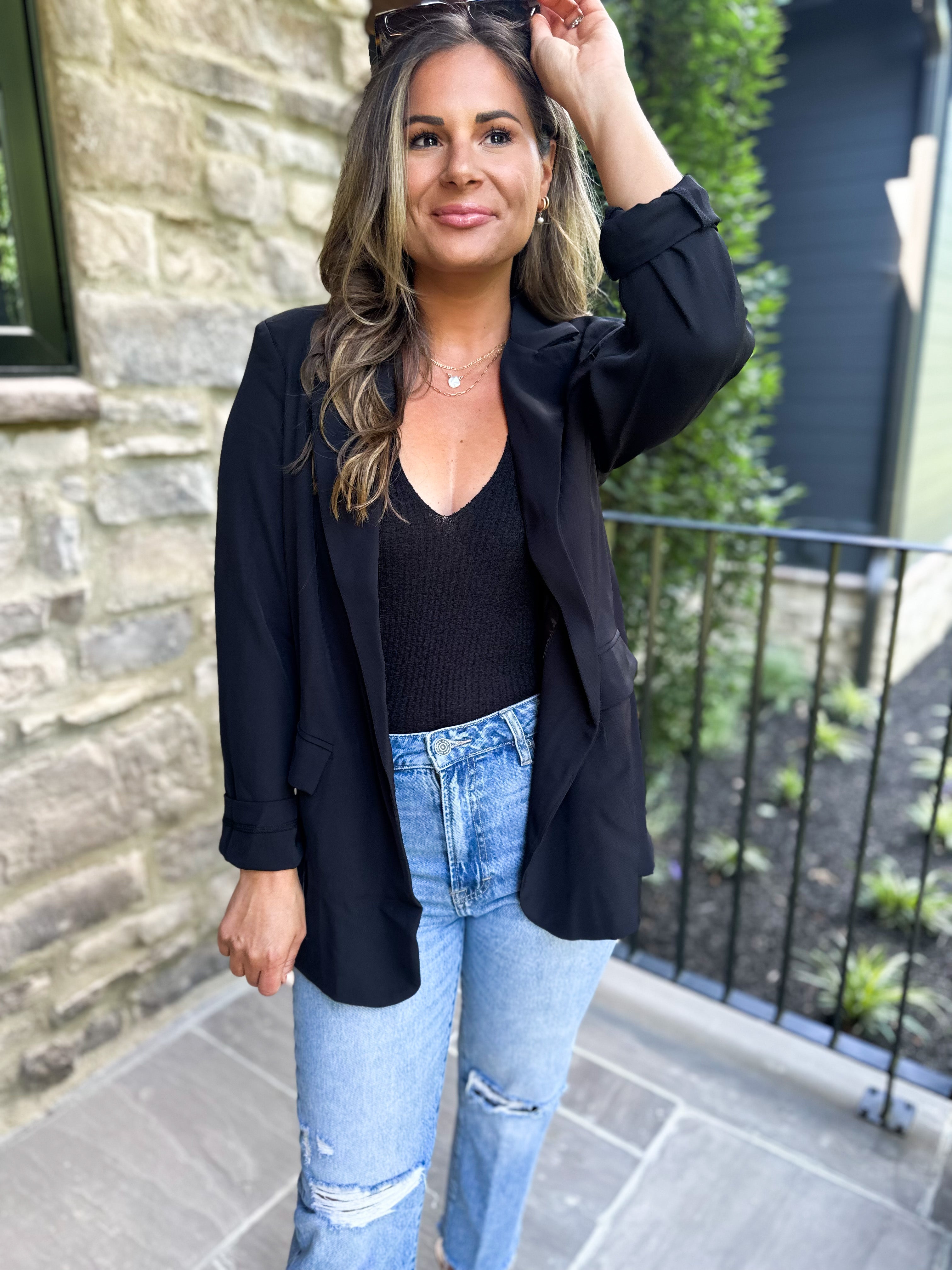 Black V-Neck Knit Tank