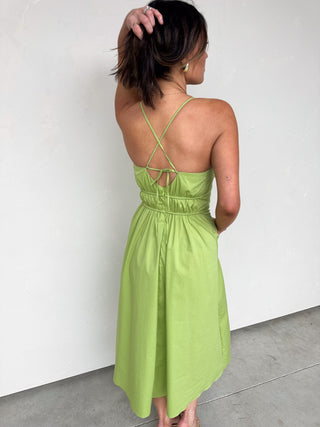 Lime Tie-Back Midi Dress
