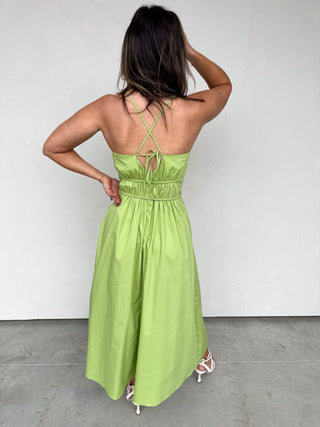Lime Tie-Back Midi Dress