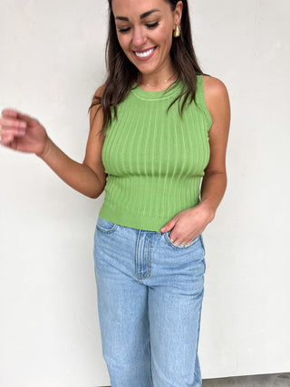 Green Essential Ribbed Tank