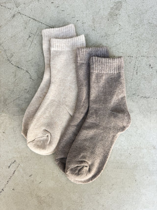 2-Pack Solid Brown/Taupe Crew Sock
