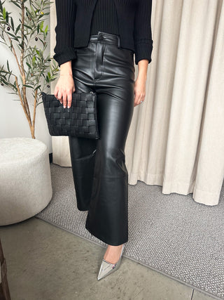 Black Faux Leather High-Waisted Pant