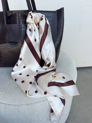 Brown Polka Dot Square Scarf