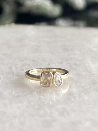 Dainty Gold Ring with CZ Gems