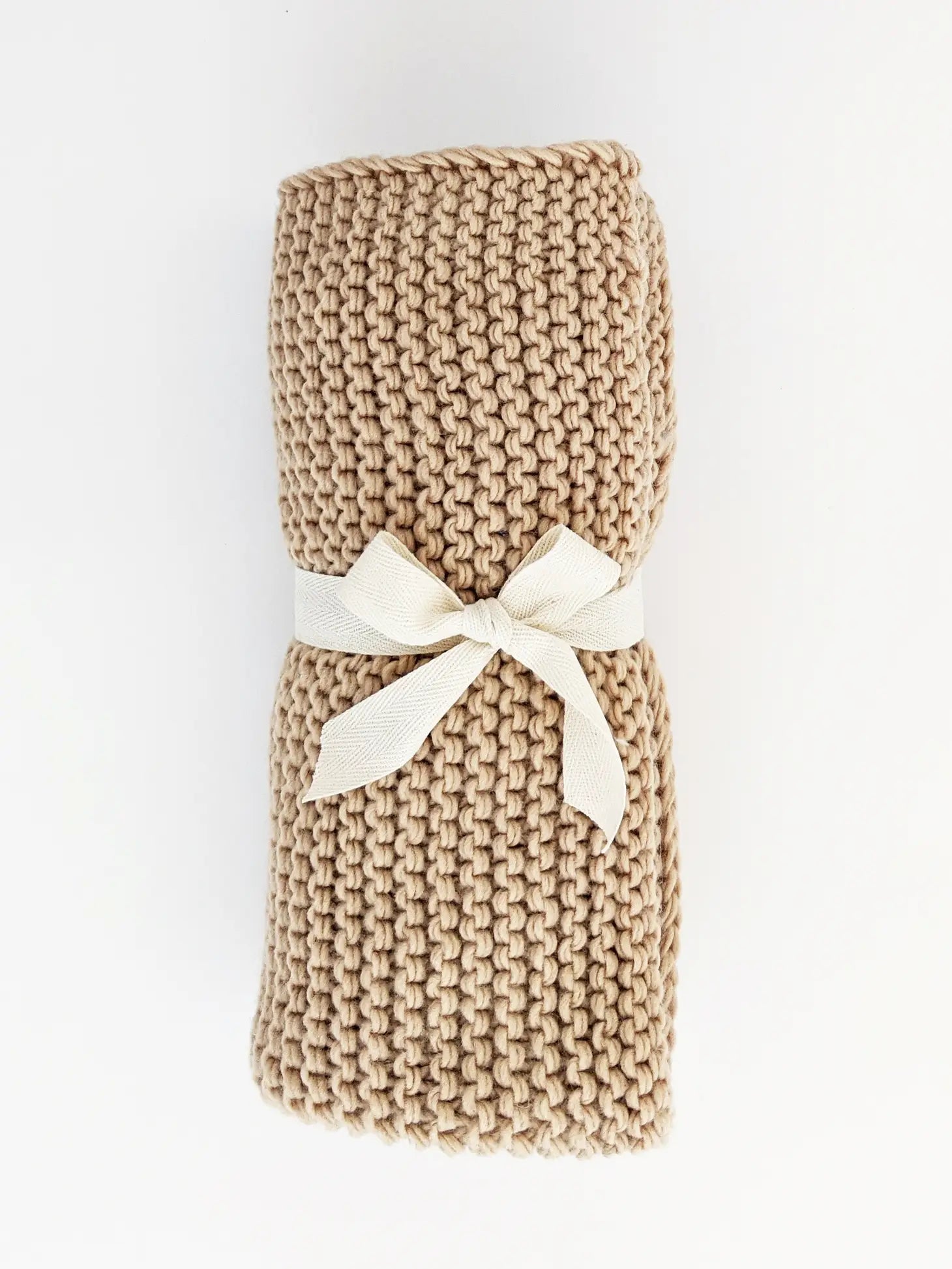 Garter Stitch Baby Blanket- Latte
