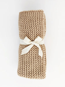 Garter Stitch Baby Blanket- Latte