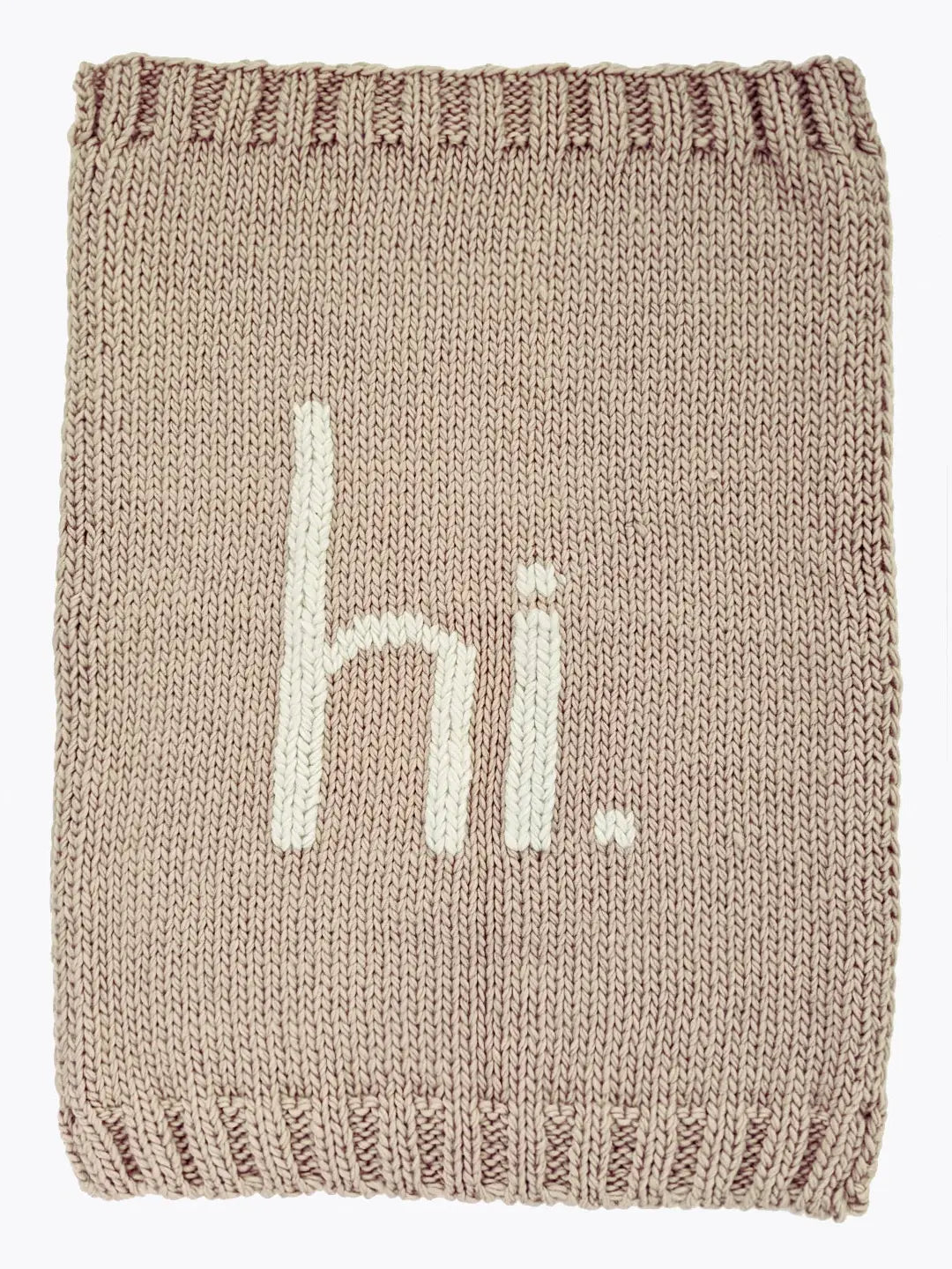 "hi" Knitted Baby Blanket: Pebble