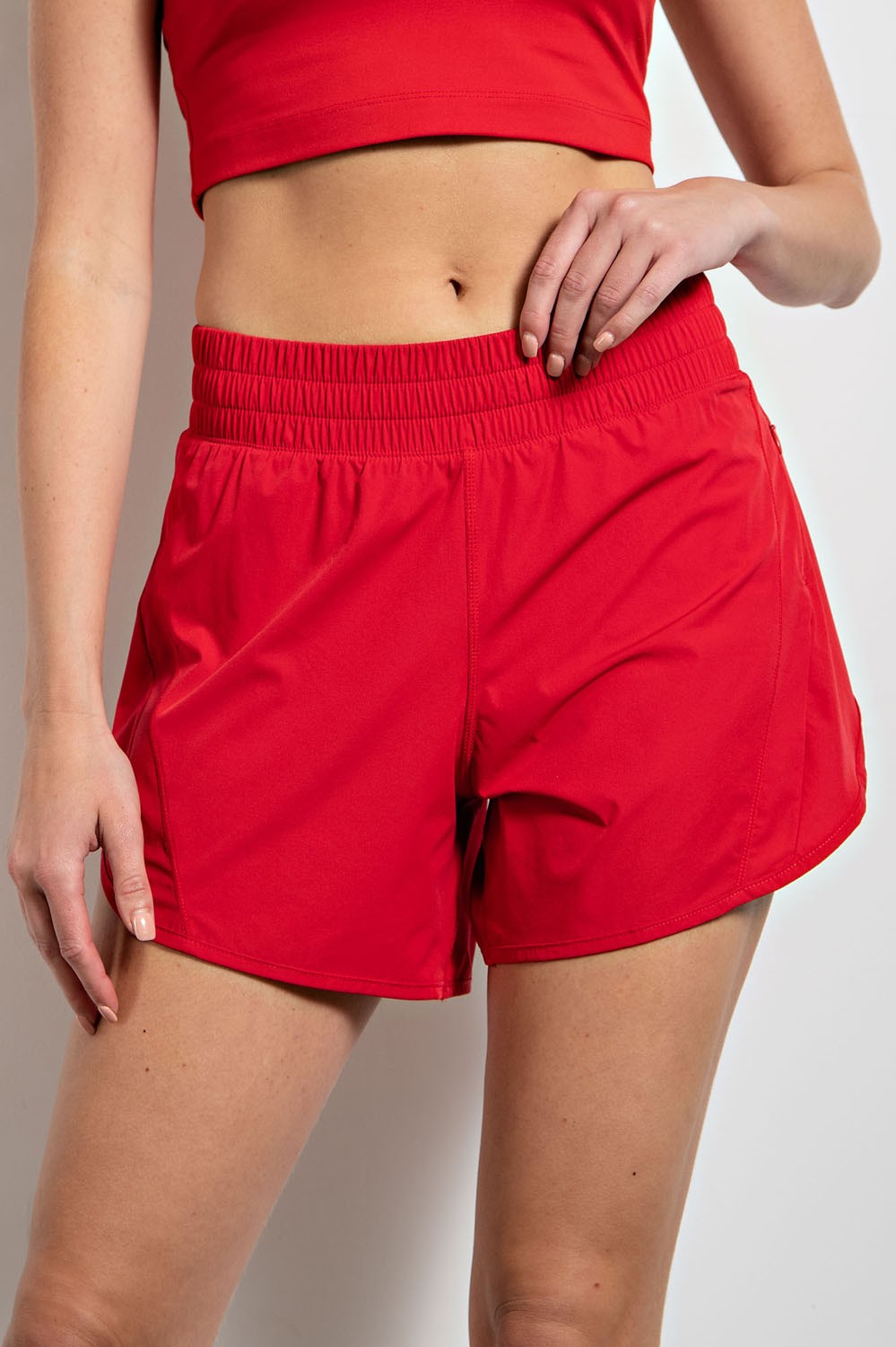 Red Active Shorts with Lining