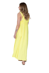 Yellow Smocked Detail Midi Dress